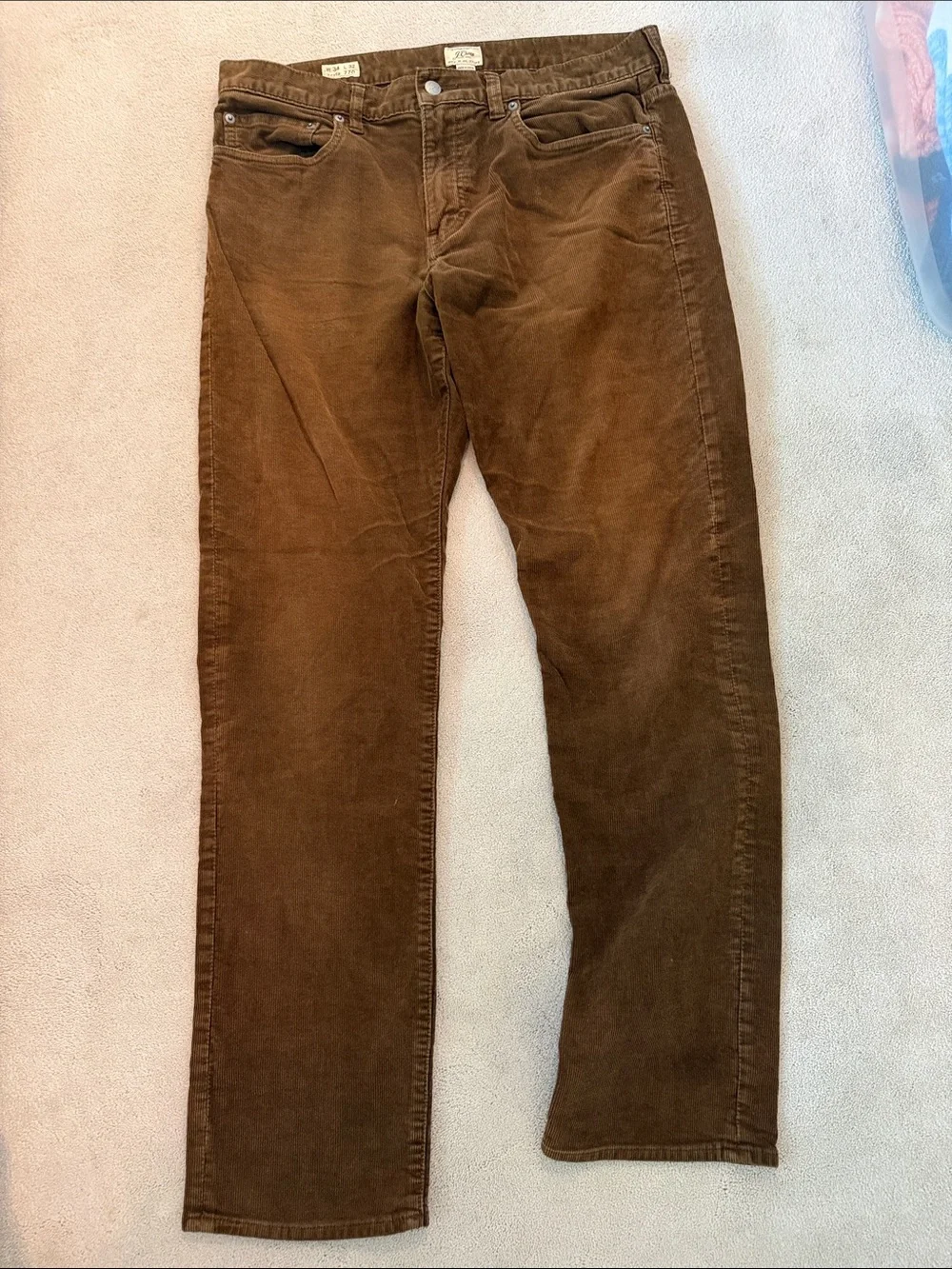 Brown Corduroy Straight-Leg Pants